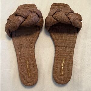 Loeffler Randall Brown Sandals with Crisscross Straps